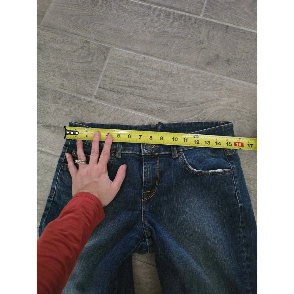 ZARA WOMAN Blue Denim Bootcut Straighht Jeans Size US 8 Dark Wash‎ Midrise